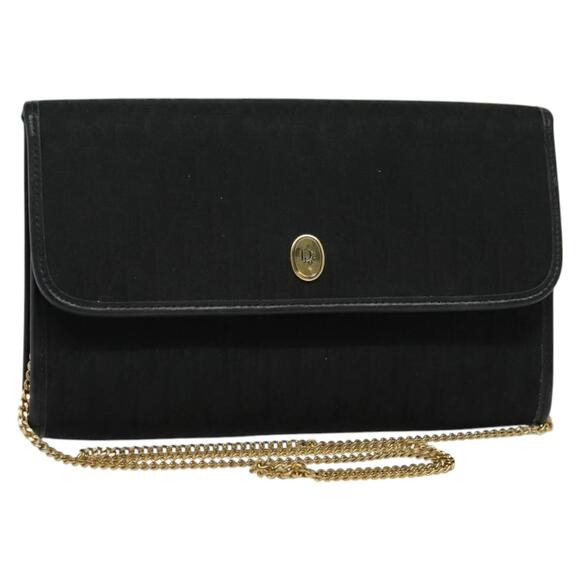 DIOR Trotter Canvas Chain Shoulder Bag Black Gold - Picture 1 of 12